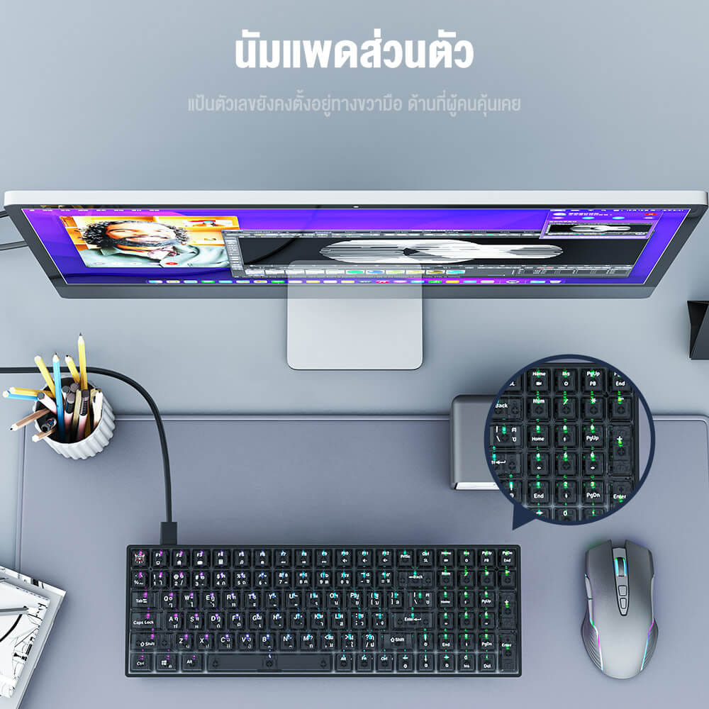คีย์บอร์ดเกมมิ่ง ONIKUMA HIKARI GAMING KEYBOARD - สีดำ (RED SWITCH) (TH/EN)_4